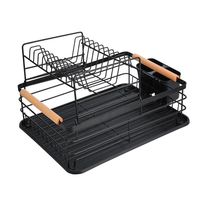 Πιατοθήκη Μεταλλική Διόροφη Μαύρη Με Λαβές & Πλαστική Βάση Estia 41X30X20cm