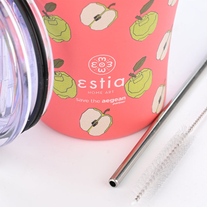Estia Ποτήρι Θερμός  Save The Aegean 350ml Κοραλί Με Μήλα Apple Odyssey Coffee Mug