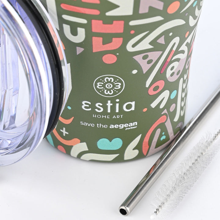 Estia Ποτήρι Θερμός  Save The Aegean 350ml Πολύχρωμα Σχέδια Geovivid Coffee Mug