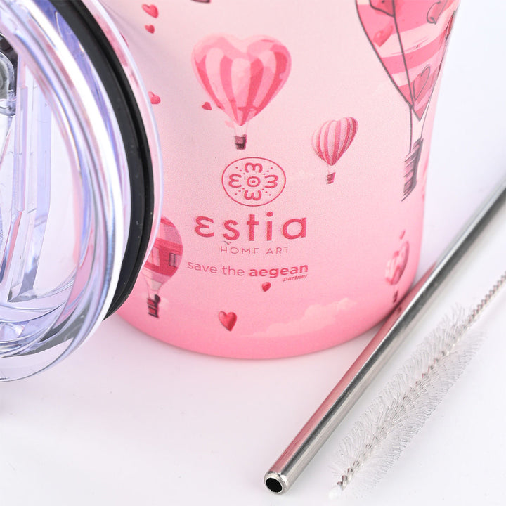 Estia Ποτήρι Θερμός Save The Aegean 350ml Ροζ Με Αερόστατο Love Ascend