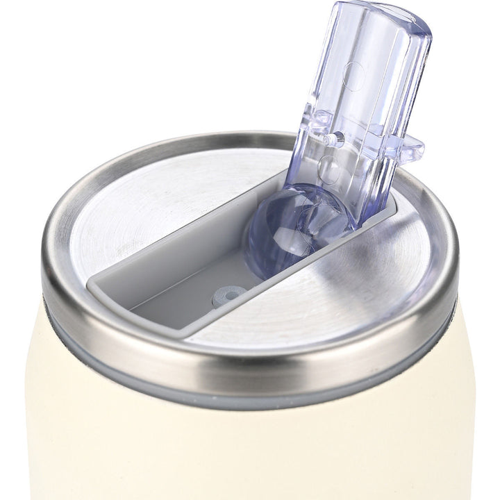 Λεπτομέρεια ανοξείδωτου καπακιού του θερμός Estia Home Art Alpine Essence με διάφανη βαλβίδα, φωτογραφημένος σε λευκό φόντο.