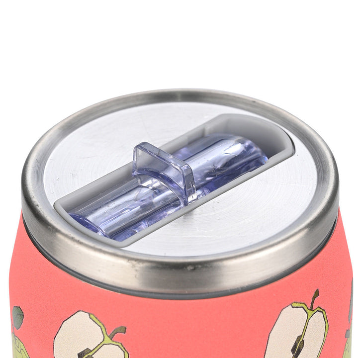 Καπάκι του θερμός Estia Home Art Apple Odyssey κλειστό, με διάφανο πλαστικό στόμιο και ασημί μεταλλικό περίγραμμα.