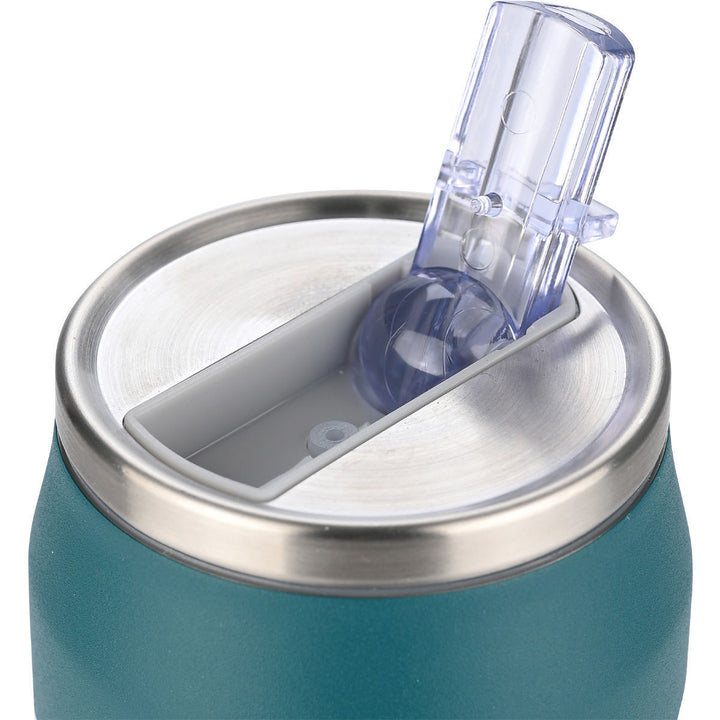 Λεπτομέρεια από το θερμός Estia Home Art Urban Mythos με διάφανο καπάκι σιλικόνης και μεταλλικό τελείωμα ανοξείδωτου χάλυβα.