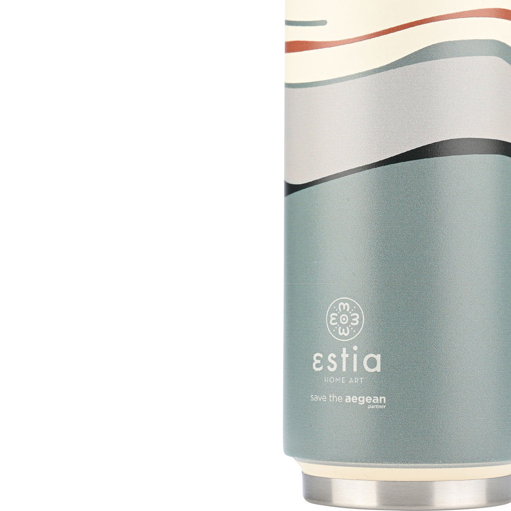 Estia Ποτήρι Θερμός Με Καλαμάκι Save The Aegean 500ml Εκρού-Μέντα Ecozen Horizon