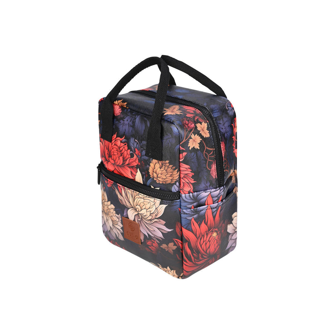 Τσάντα Φαγητού Ισοθερμική 7lt Estia Save The Aegean Μαύρο Φλοράλ Midnight Blosom