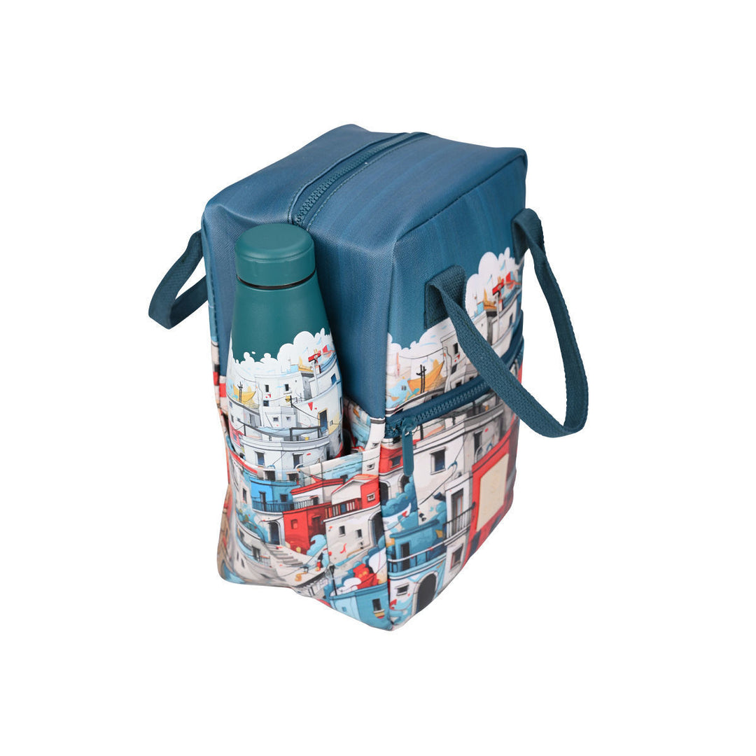 Τσάντα Φαγητού Ισοθερμική 7lt Estia Save The Aegean Πετρόλ Με Σπίτια Urban Mythos