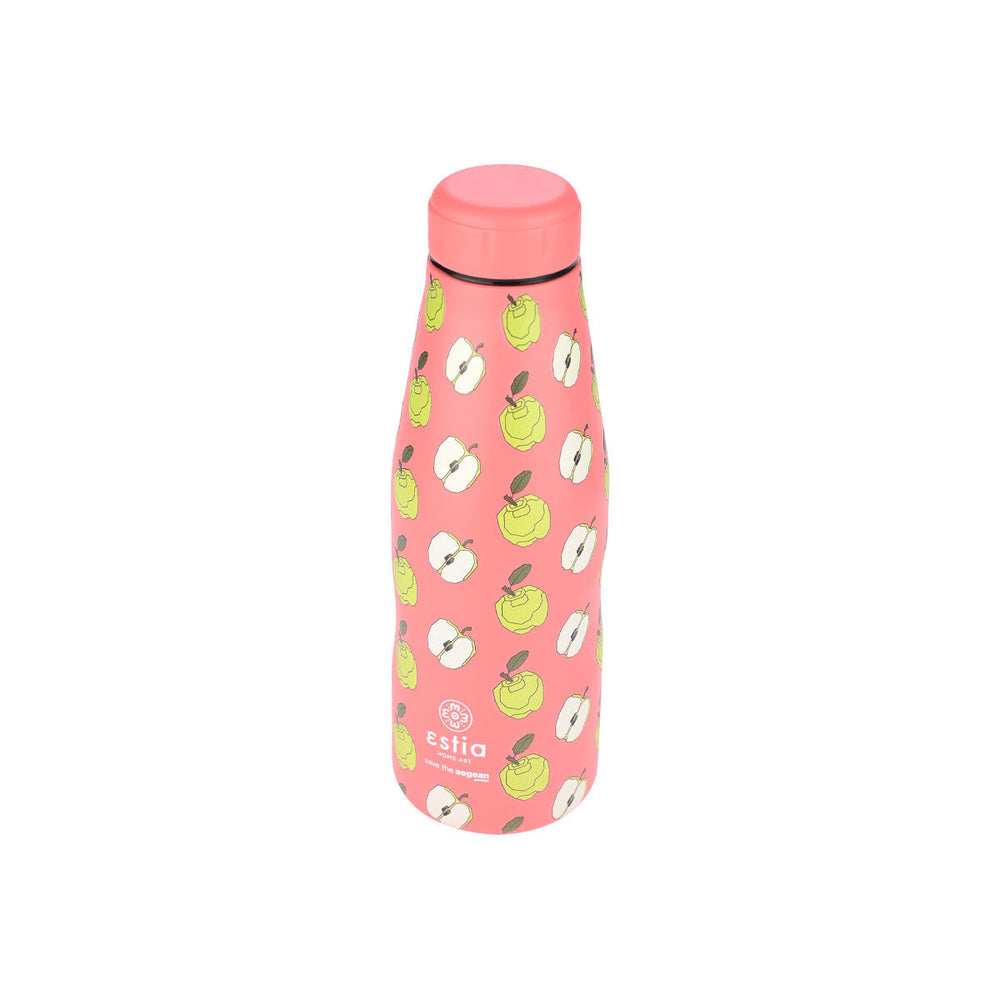 Estia Μπουκάλι Θερμός Save The Aegean 500ml Κοραλί Με Μήλα Apple Odyssey Travel Flask