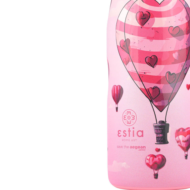 Estia Μπουκάλι Θερμός Save The Aegean 500ml Ροζ Με Αερόστατο Love Ascend
