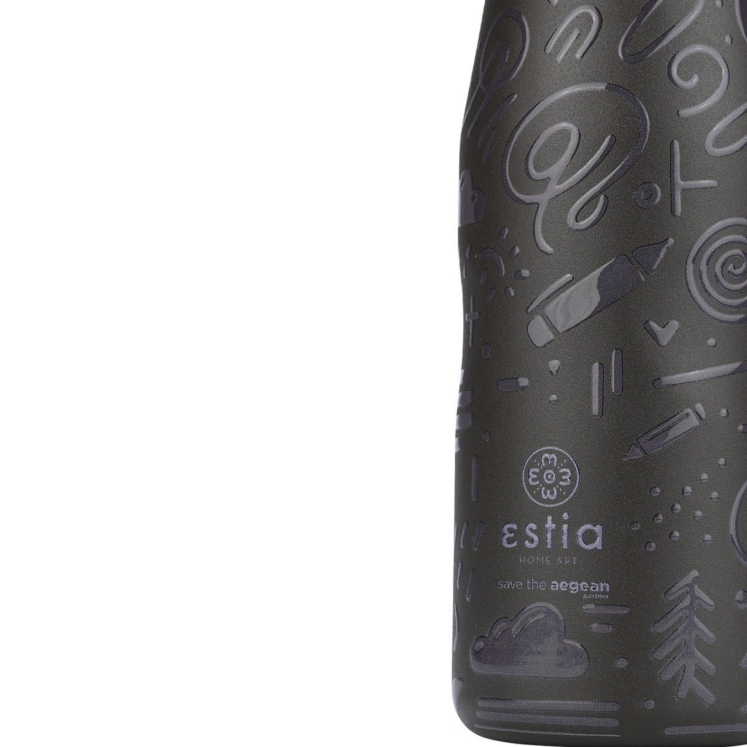 Estia Μπουκάλι Θερμός Save The Aegean 500ml Μαύρο Noir Echo