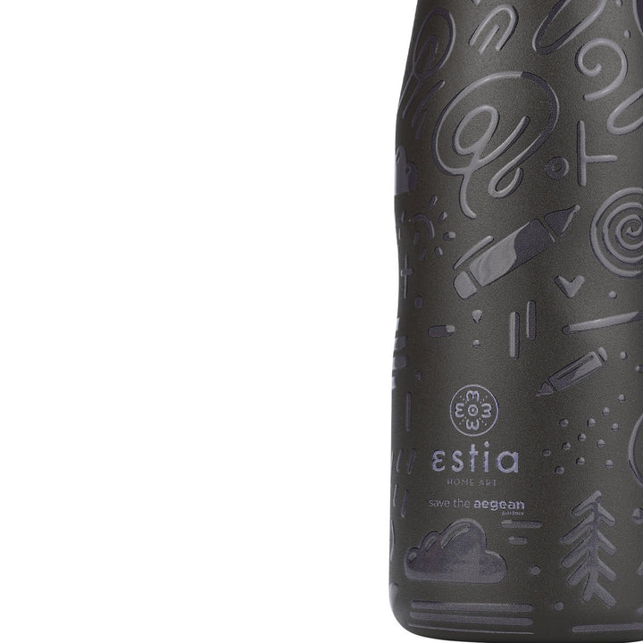 Estia Μπουκάλι Θερμός Save The Aegean 500ml Μαύρο Noir Echo