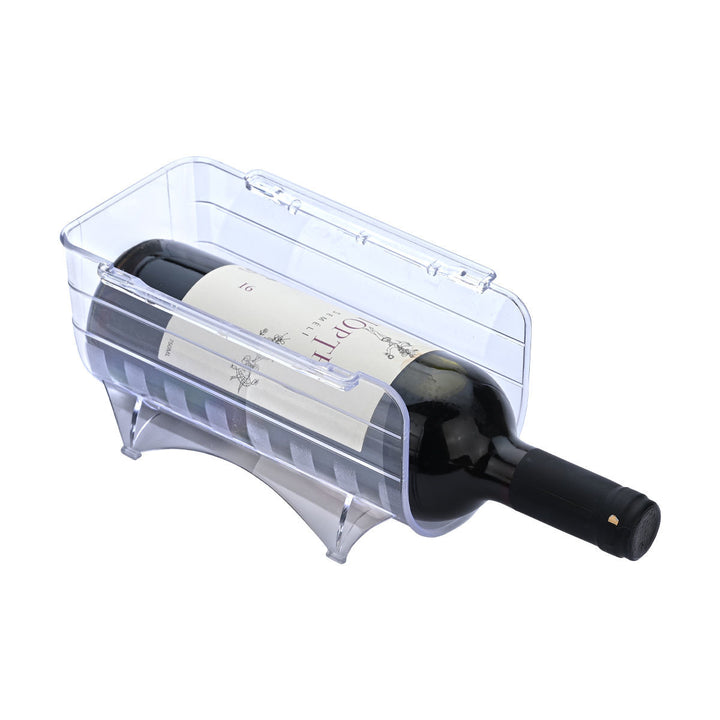 Πλαστικό κουτί οργάνωσης για μπουκάλια κρασιού με ειδική βάση στήριξης και κομψή εμφάνιση.