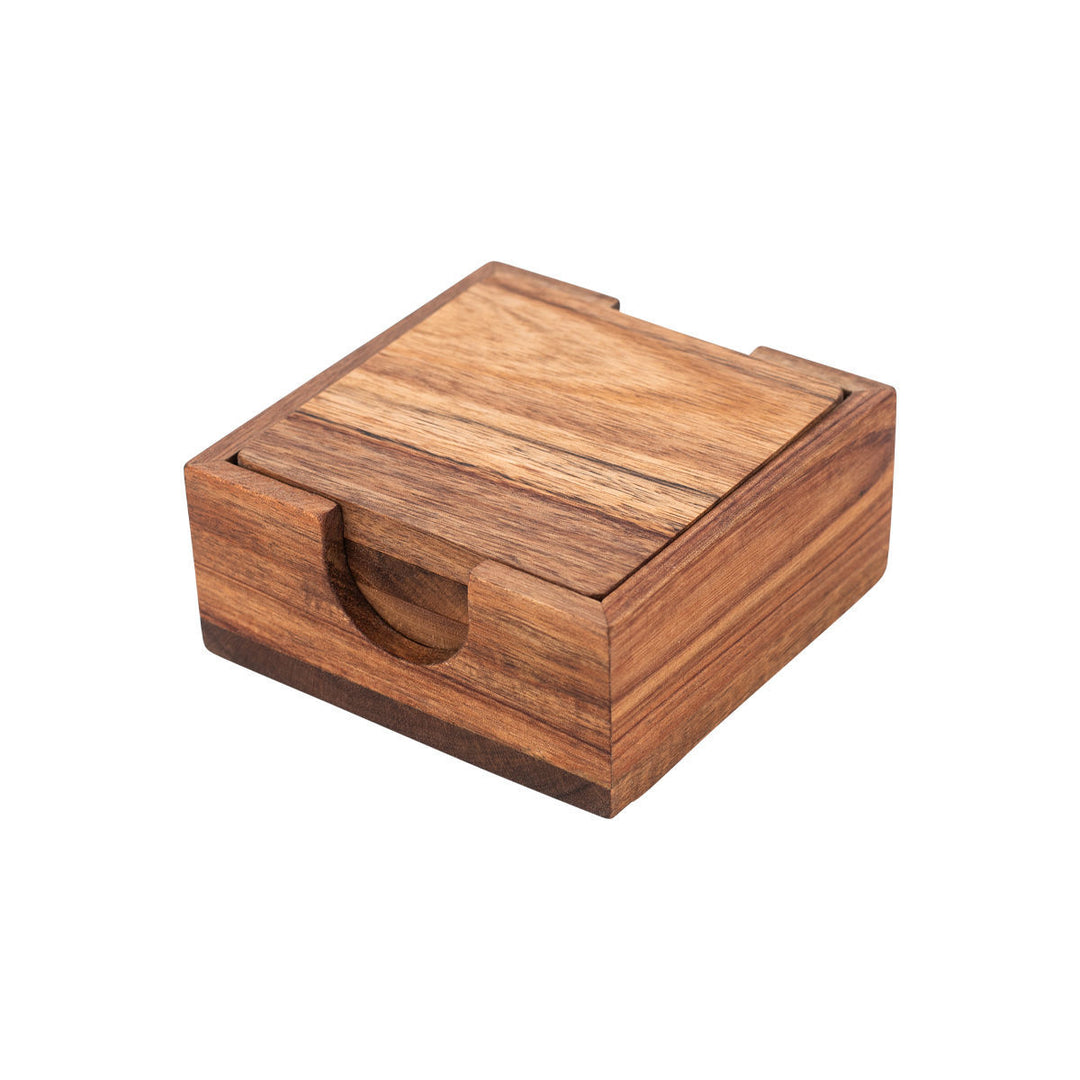 Σουβέρ Ξύλινα 5τμχ Με Θήκη 11x11cm Allure Estia