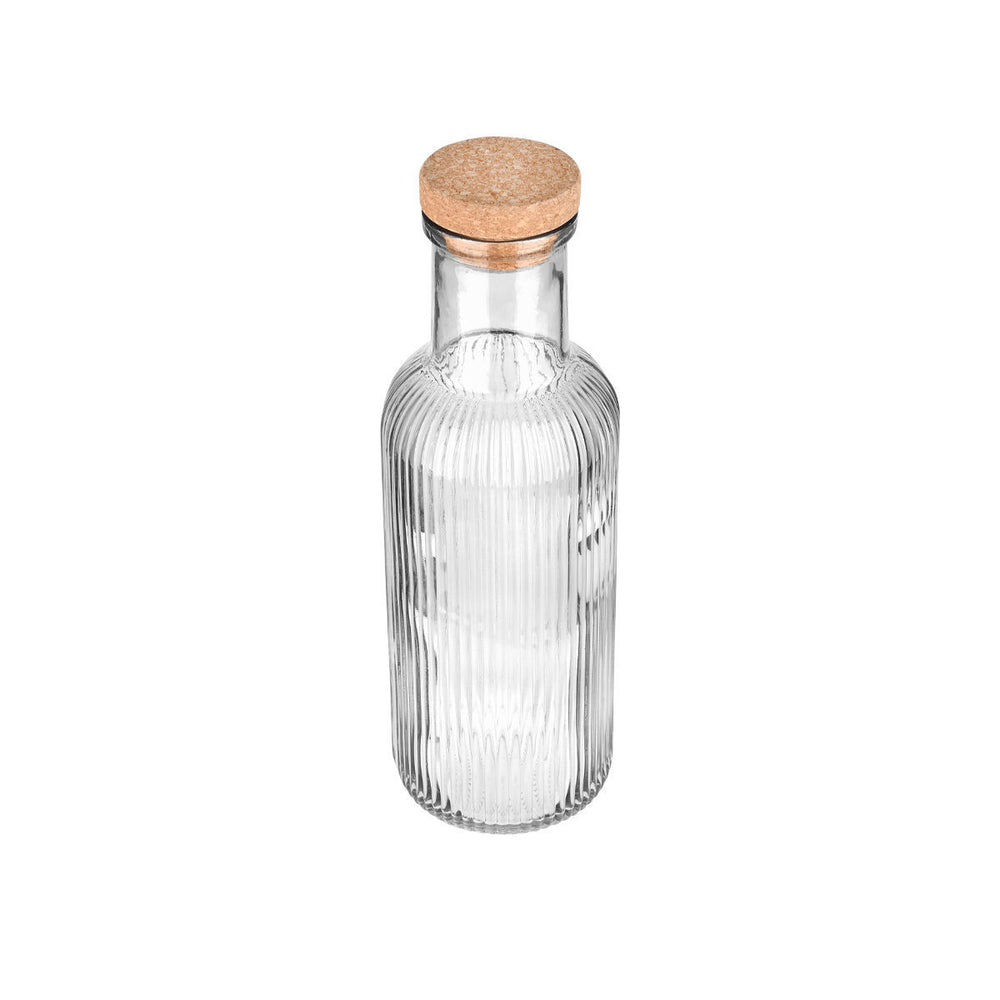 Μπουκάλι Γυάλινο Ανάγλυφο 1000ml με Φελλό Γκρι Estia