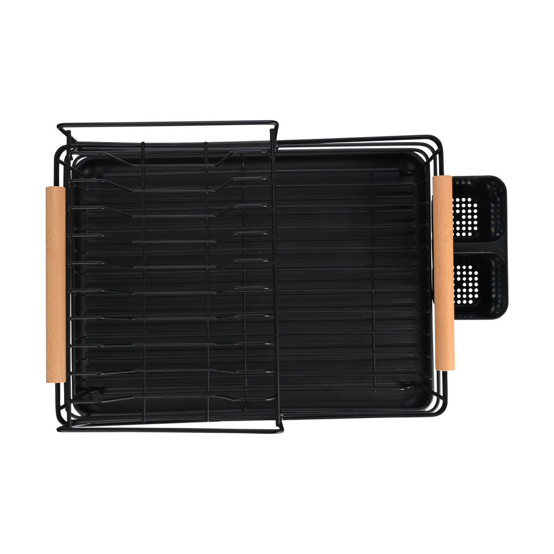 Πιατοθήκη Μεταλλική Διόροφη Μαύρη Με Λαβές & Πλαστική Βάση Estia 41X30X20cm