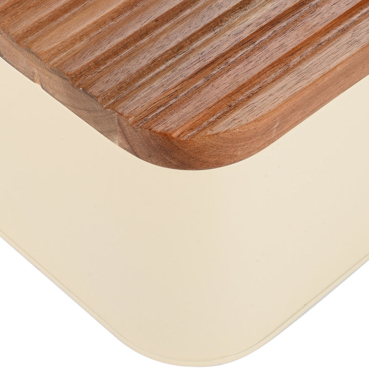 Ψωμιέρα Μεταλλική Εκρού Με Επιγραφή 'Bread' & Ξύλινο Καπάκι Estia 42X23X13cm