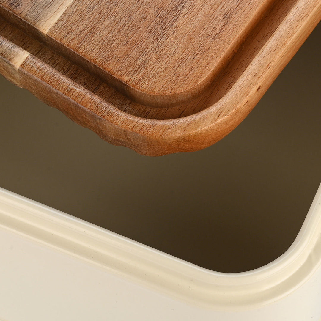 Ψωμιέρα Μεταλλική Εκρού Με Επιγραφή 'Bread' & Ξύλινο Καπάκι Estia 42X23X13cm