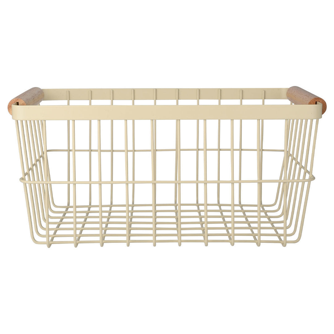 Καλάθι Οργάνωσης Μεταλλικό Με Ξύλινες Λαβές 33x22 Ivory Allure Estia