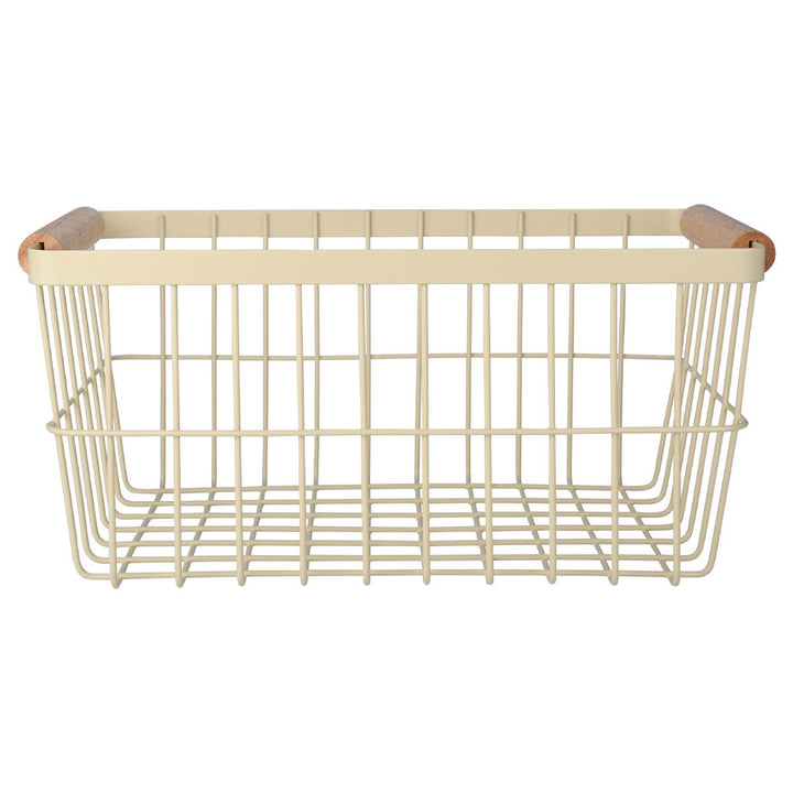 Καλάθι Οργάνωσης Μεταλλικό Με Ξύλινες Λαβές 33x22 Ivory Allure Estia