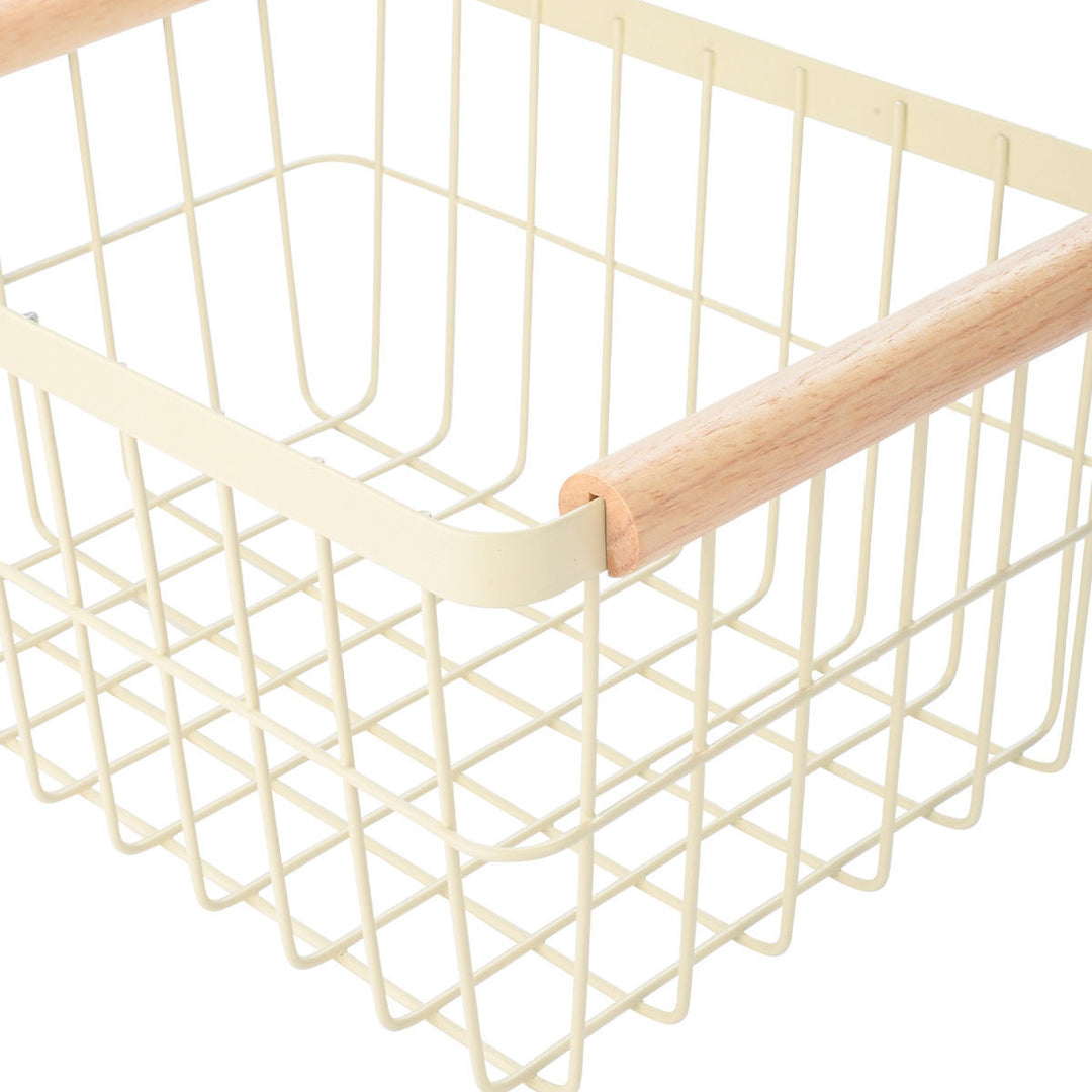 Καλάθι Οργάνωσης Μεταλλικό Με Ξύλινες Λαβές 33x22 Ivory Allure Estia