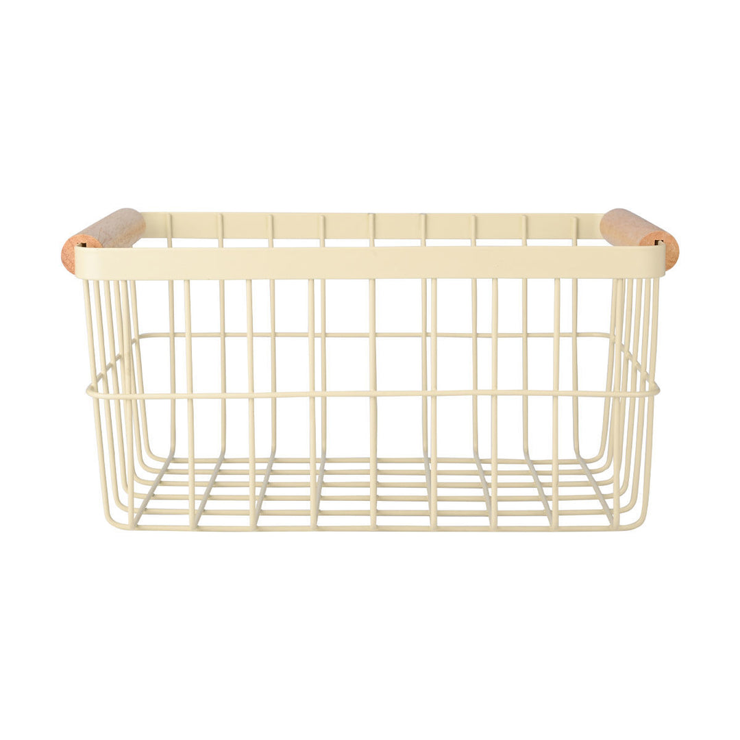 Καλάθι Οργάνωσης Μεταλλικό Με Ξύλινες Λαβές 28x20 Ivory Allure Estia