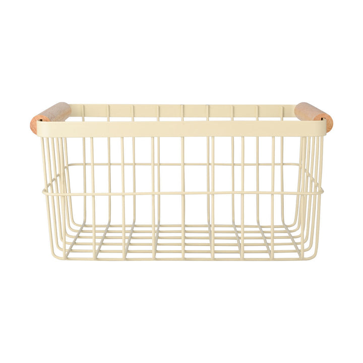 Καλάθι Οργάνωσης Μεταλλικό Με Ξύλινες Λαβές 28x20 Ivory Allure Estia