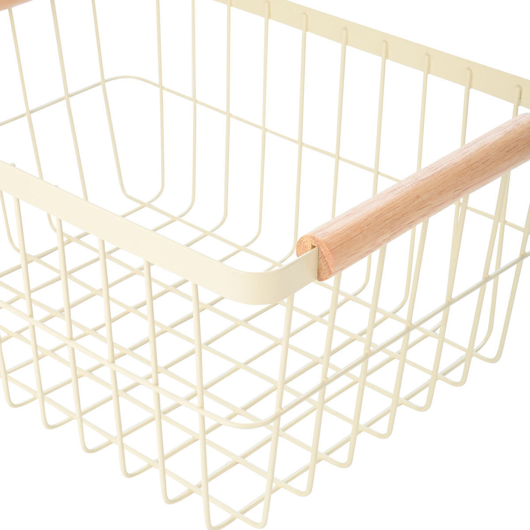 Καλάθι Οργάνωσης Μεταλλικό Με Ξύλινες Λαβές 28x20 Ivory Allure Estia