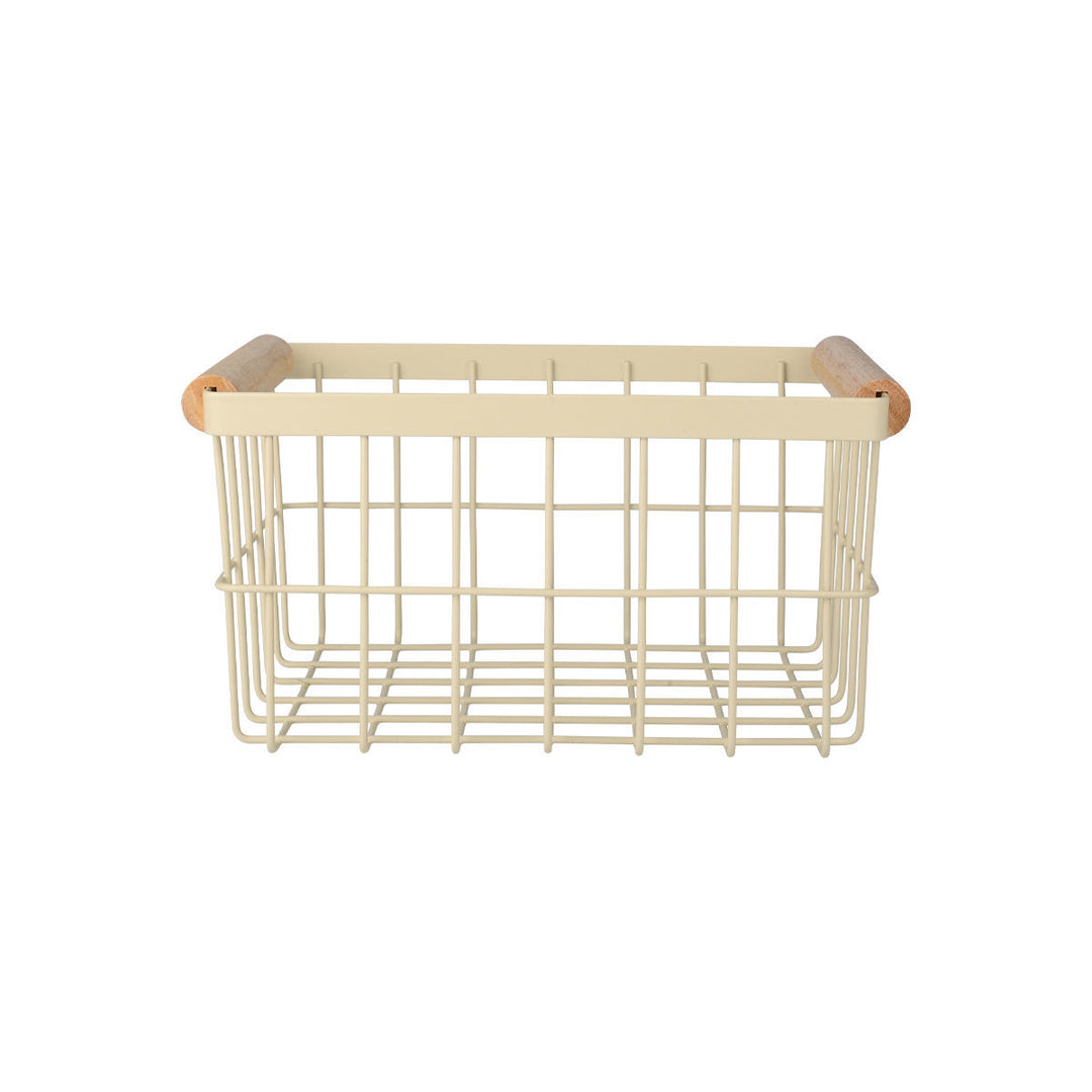 Καλάθι Οργάνωσης Μεταλλικό Με Ξύλινες Λαβές 24x18 Ivory Allure Estia