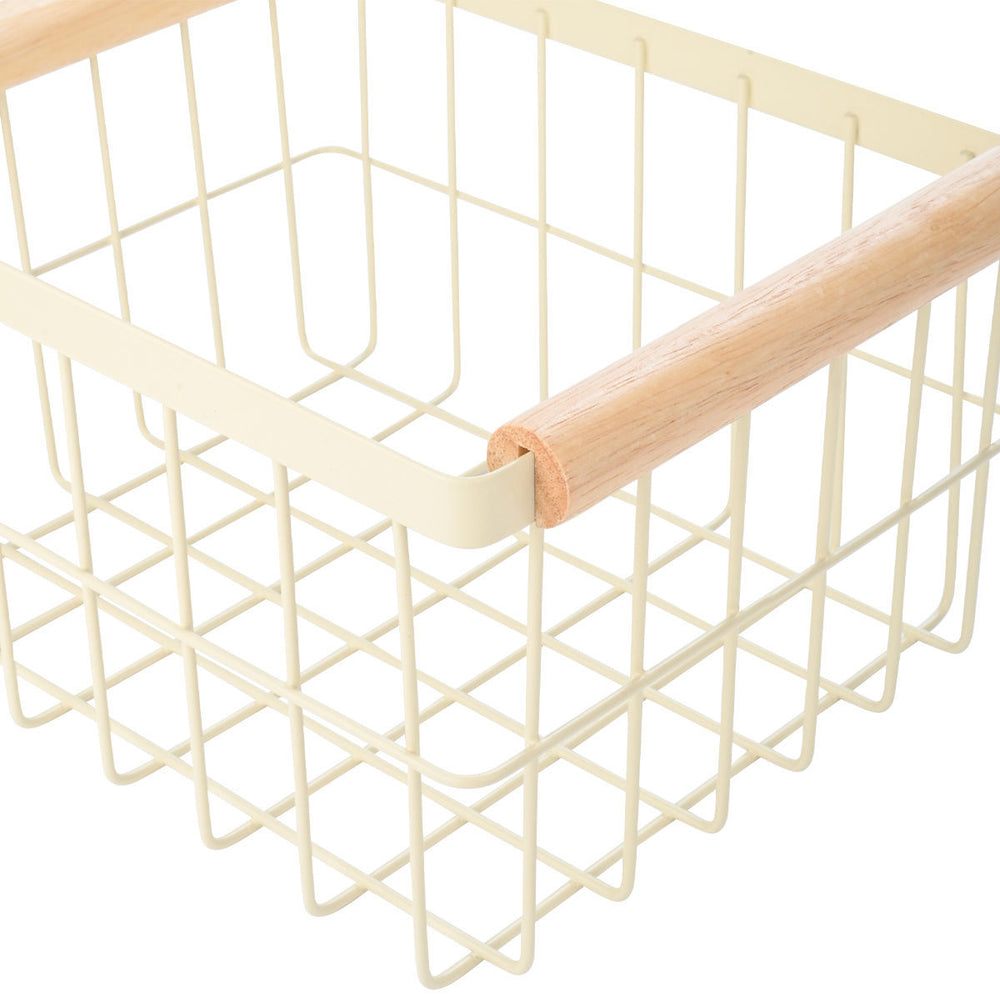 Καλάθι Οργάνωσης Μεταλλικό Με Ξύλινες Λαβές 24x18 Ivory Allure Estia