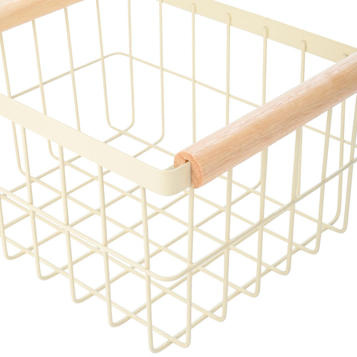 Καλάθι Οργάνωσης Μεταλλικό Με Ξύλινες Λαβές 24x18 Ivory Allure Estia