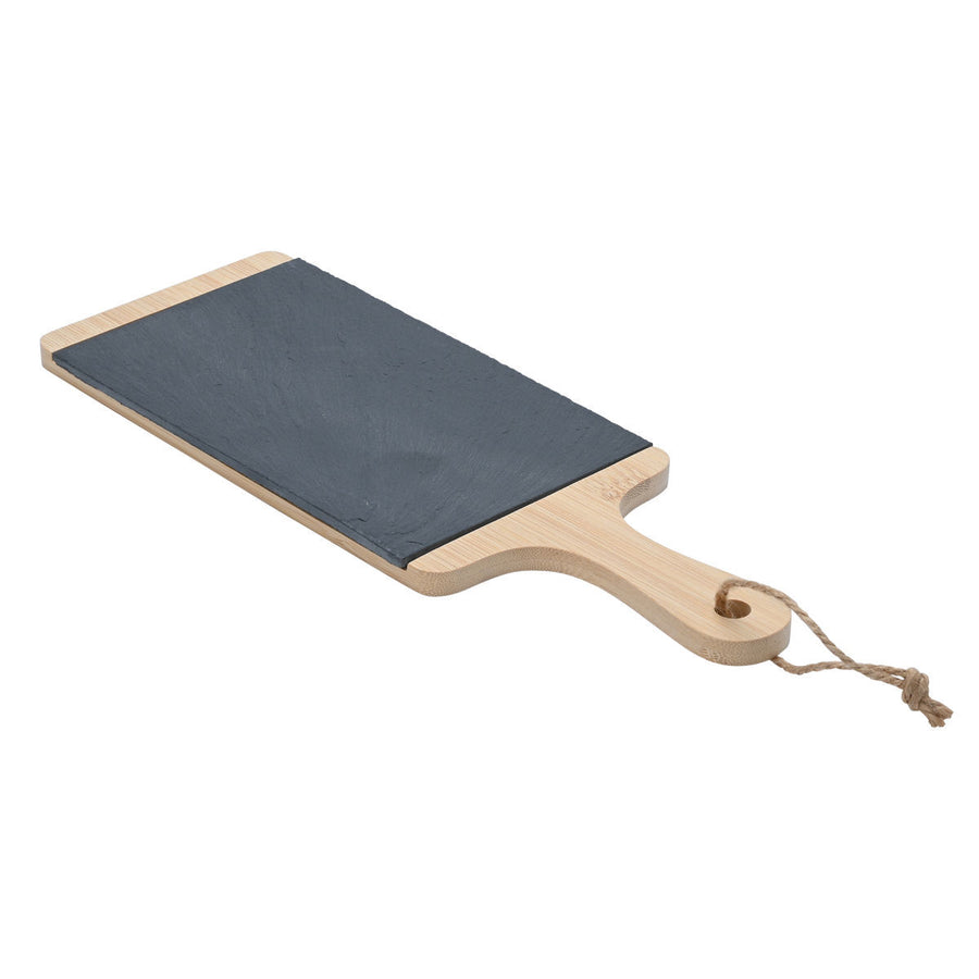 Πλατώ Σερβιρίσματος Σχιστόλιθου Με Ξύλινη Βάση Estia 33X12cm