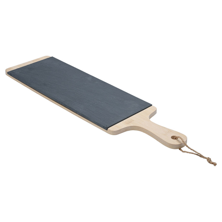 Πλατώ Σερβιρίσματος Σχιστόλιθου Με Ξύλινη Βάση Estia 55X15cm