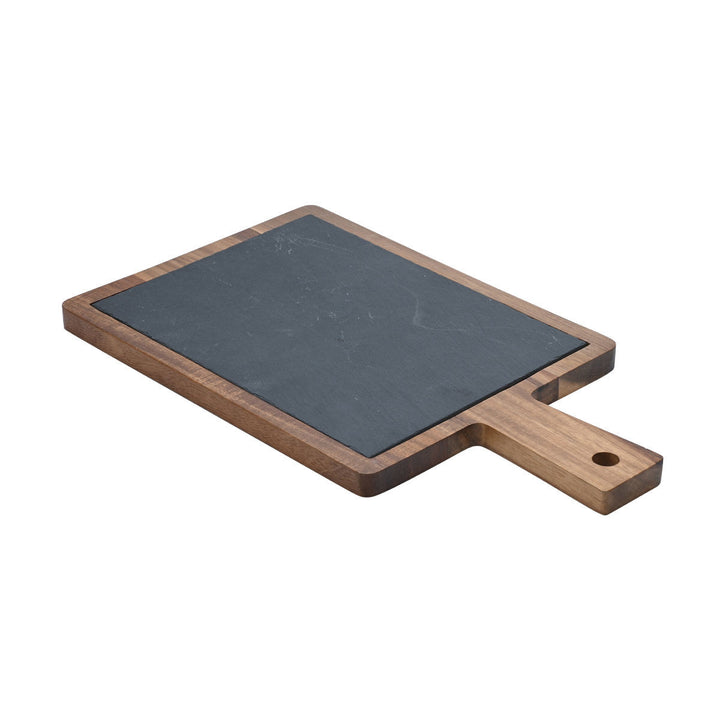 Πλατώ Σερβιρίσματος Σχιστόλιθου Με Ξύλινη Βάση Estia 28X17cm