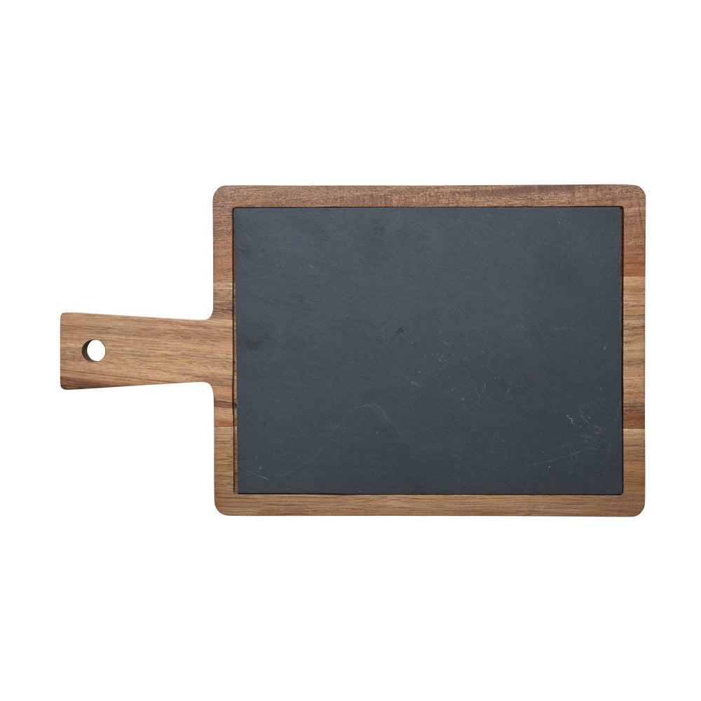 Πλατώ Σερβιρίσματος Σχιστόλιθου Με Ξύλινη Βάση Estia 28X17cm