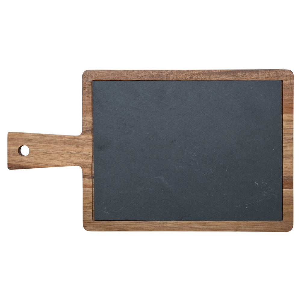 Πλατώ Σερβιρίσματος Σχιστόλιθου Με Ξύλινη Βάση Estia 35X20cm