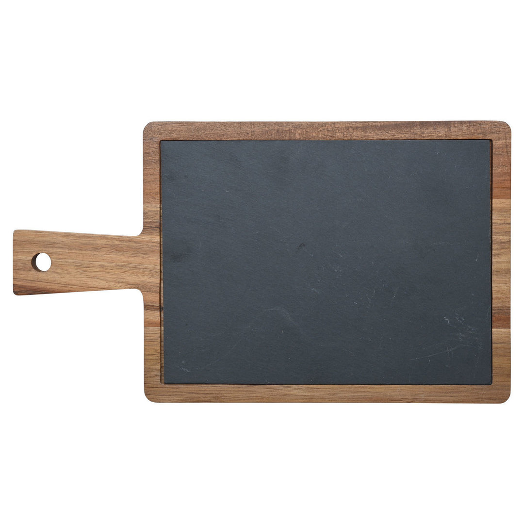 Πλατώ Σερβιρίσματος Σχιστόλιθου Με Ξύλινη Βάση Estia 35X20cm
