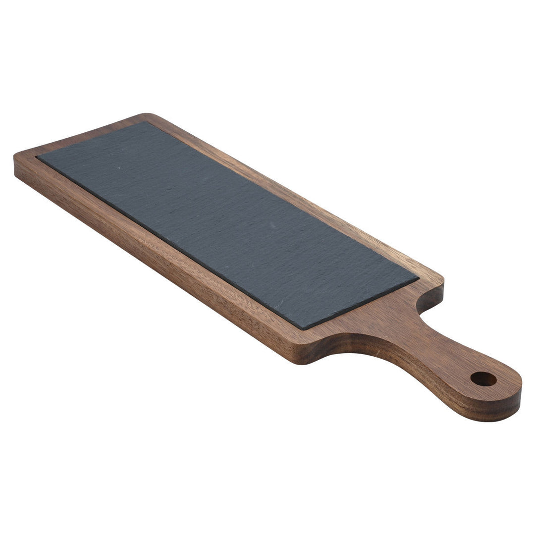 Πλατώ Σερβιρίσματος Σχιστόλιθου Με Ξύλινη Βάση Estia 44X13cm