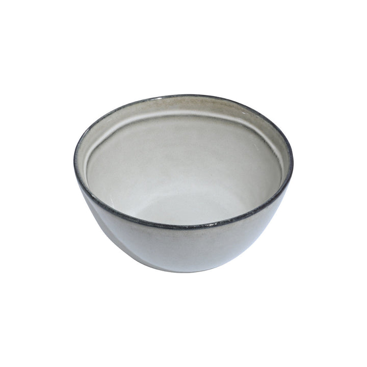 Μπολ για ντιπ Estia σε γκρι απόχρωση, φωτογραφημένο από επάνω, με έμφαση στο εσωτερικό και το φυσικό κεραμικό φινίρισμα.