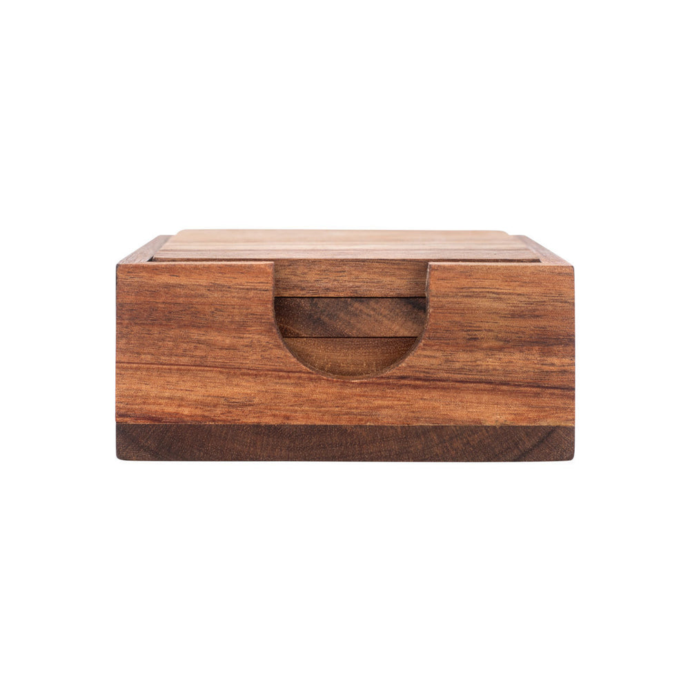 Σουβέρ Ξύλινα 5τμχ Με Θήκη 11x11cm Allure Estia