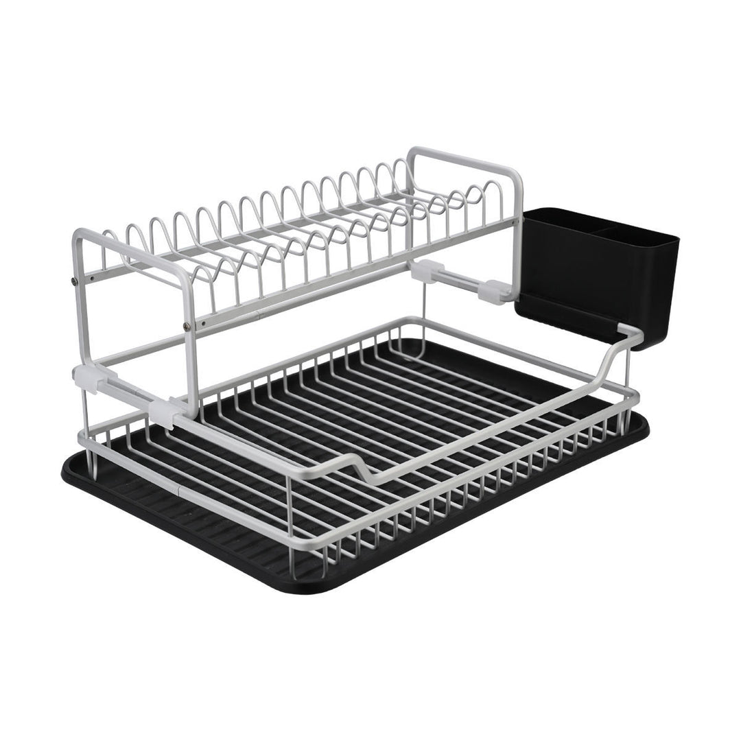 Πιατοθήκη Αλουμινίου Διόροφη Με Πλαστική Βάση Estia 50X30X12cm