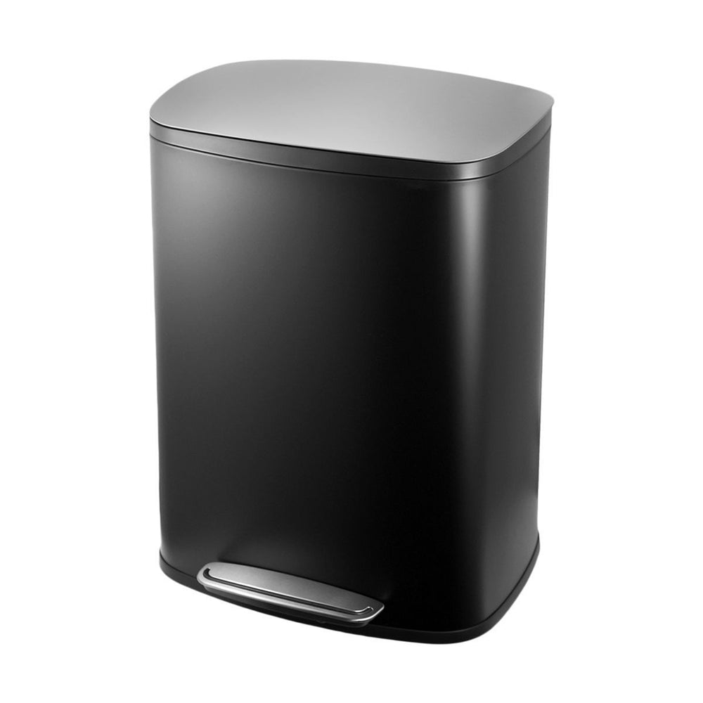 Κάδος Απορριμάτων Κουζίνας Ατσάλινος Μαύρος Με Φίλτρο Κατά των Οσμών 50lt Estia
