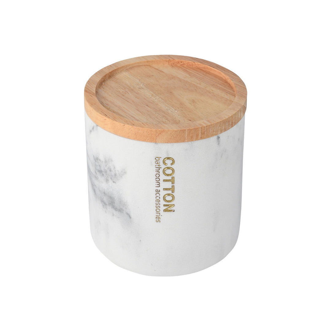 Estia Δοχείο Για Βαμβάκι/Μπατονέτες Ρητίνης Λευκό Marble