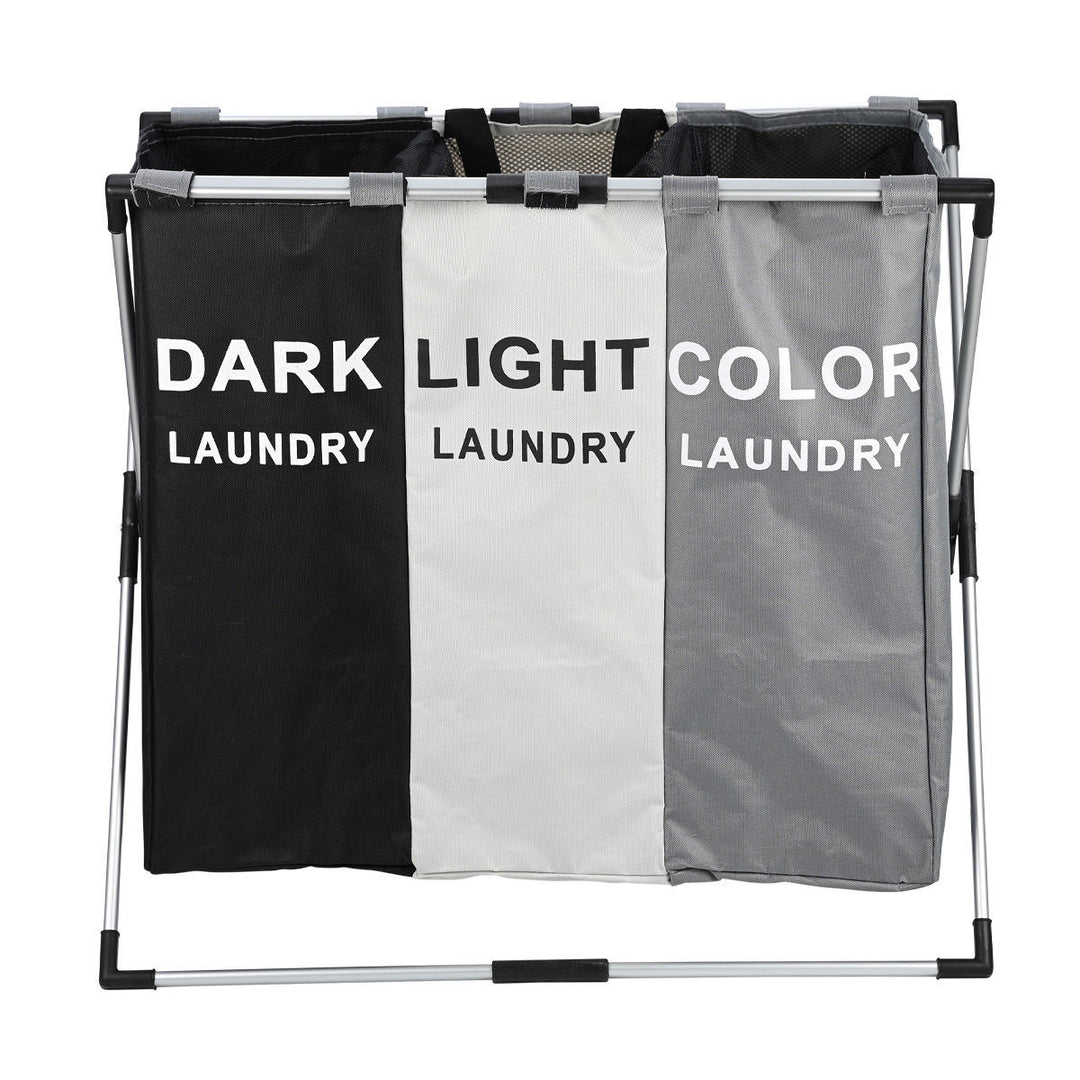 Καλάθι Άπλυτων Πτυσσόμενο 3 Θέσεων Μαύρο-Γκρι-Λευκό Estia