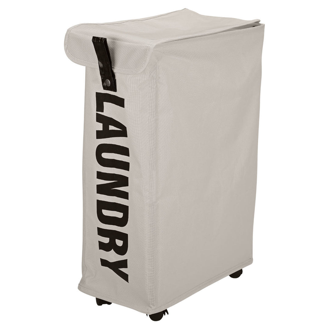 Καλάθι Απλύτων Υφασμάτινο Μπεζ 45lt Με Ροδάκια Estia