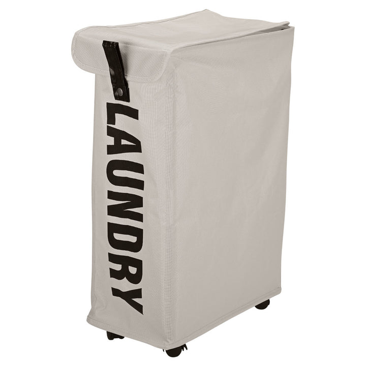 Καλάθι Απλύτων Υφασμάτινο Μπεζ 45lt Με Ροδάκια Estia