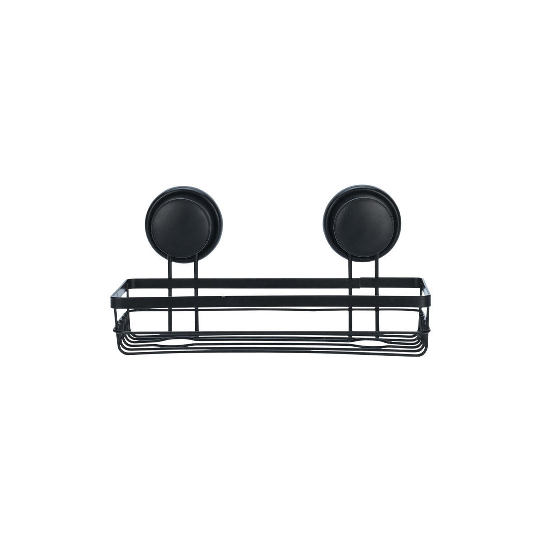 Ραφιέρα Μπάνιου Ίσια Με Βεντούζες Μεταλλική Μαύρη 26.5x11.3x5cm Estia