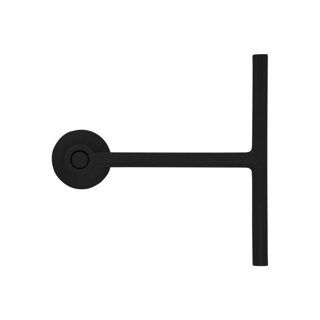 Πάνω όψη μαύρος υαλοκαθαριστήρας με βεντούζα στήριξης, λεπτό μεταλλικό σώμα και οριζόντια λεπίδα, φωτογραφημένος σε καθαρό λευκό φόντο.