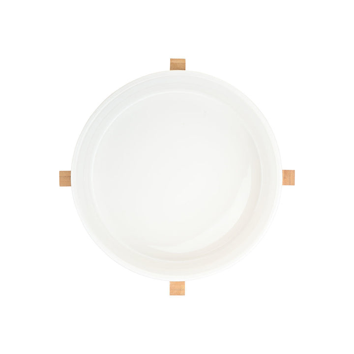 Σαλατιέρα Λευκή Με Ξύλινη Βάση 27cm Bamboo Essentials Estia