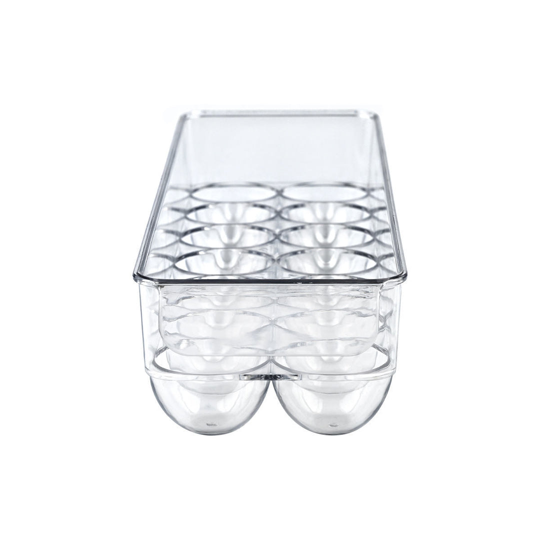 Πρόσοψη του κουτιού αυγών με εμφανείς τις ημισφαιρικές εσοχές για την ασφαλή τοποθέτηση αυγών.