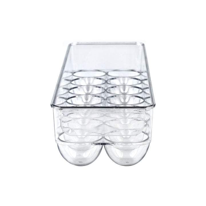 Πρόσοψη του κουτιού αυγών με εμφανείς τις ημισφαιρικές εσοχές για την ασφαλή τοποθέτηση αυγών.