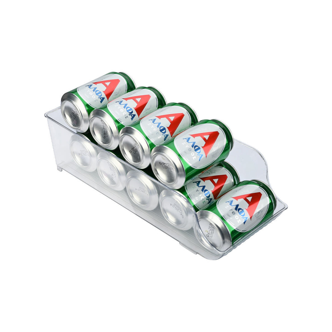 Διάφανο κουτί Estia με δέκα κουτάκια αναψυκτικών τοποθετημένα εσωτερικά, σε λευκό φόντο.